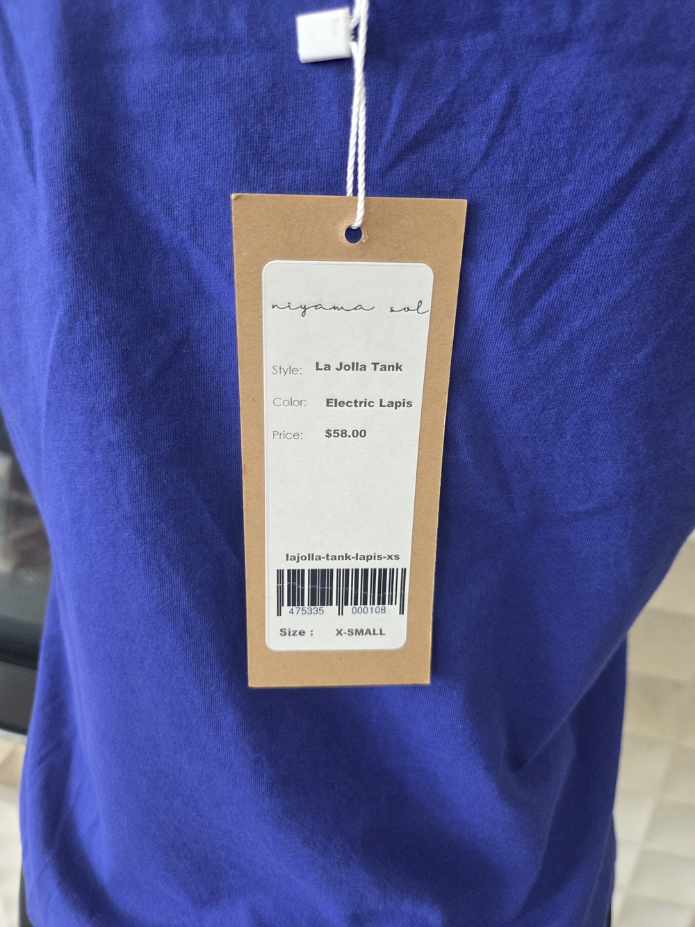 Namaste Positive Niyama Sol Organic Cotton La Jolla Tank Top Electric Indigo XS - Picture 3 of 8